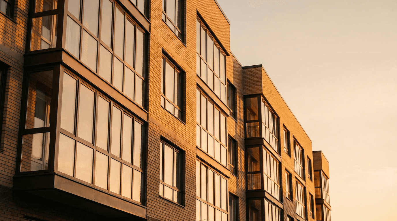 Worker applying thermal insulation to facade